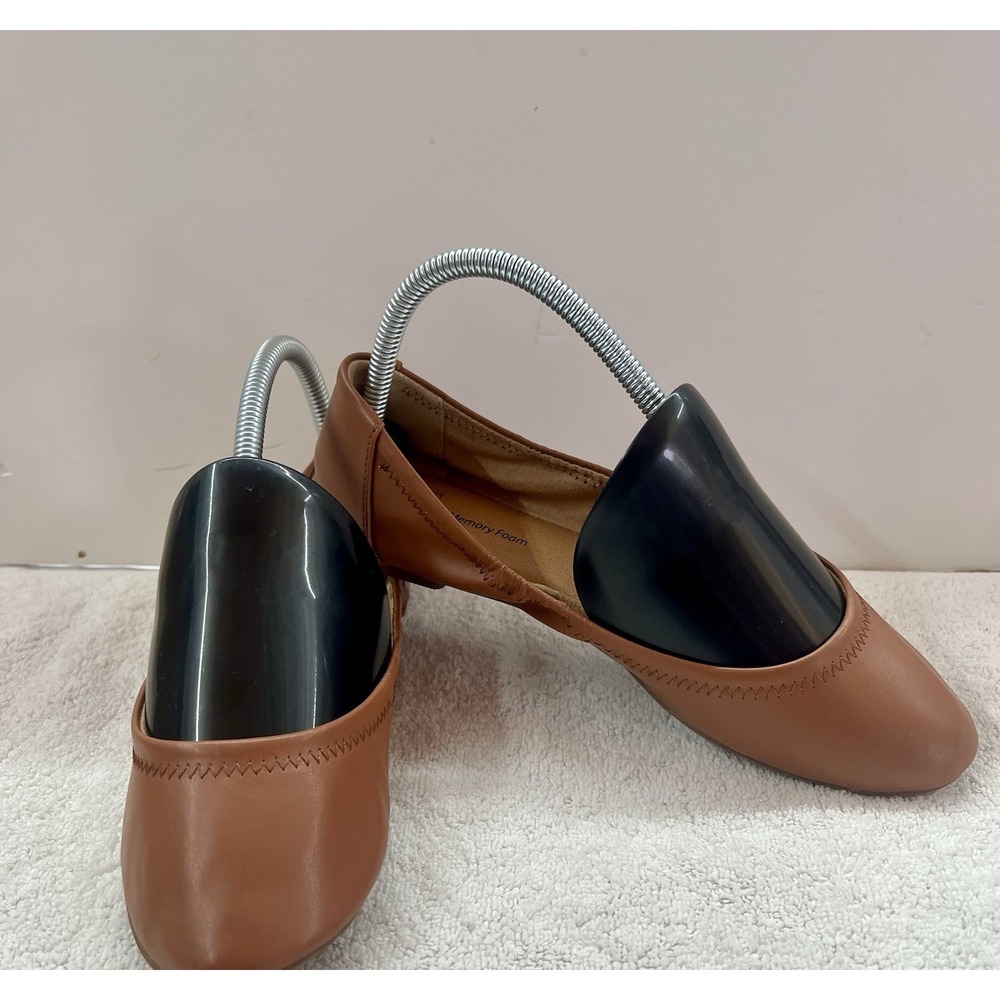 Time And Tru Ballet Flats Womens Size 7 Brown Tan‎ Memory Foam Slip On Shoes